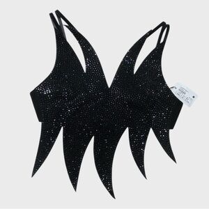 Giuseppe Zanotti NWT Black Leather Crystal Embellished Zig Zag Top Size M/L